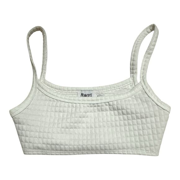 Princess Polly Arabella Waffle Knit Cropped Tank Top Size 4 White - Picture 2 of 6